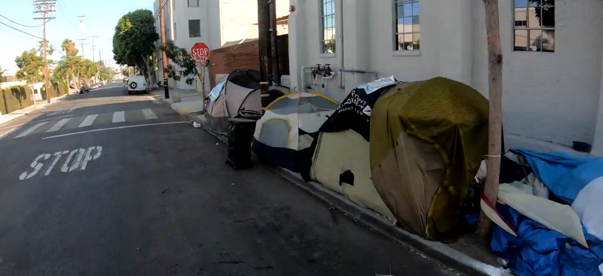 Bezdomovecké stany v Los Angeles