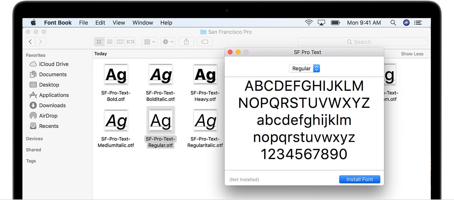 macOS má knižnicu v aplikácii Font Book