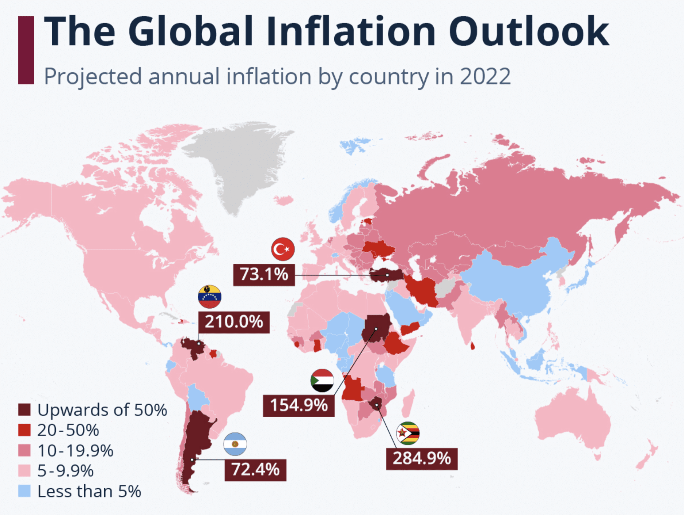 Inflácia vo svete k októbru 2022
