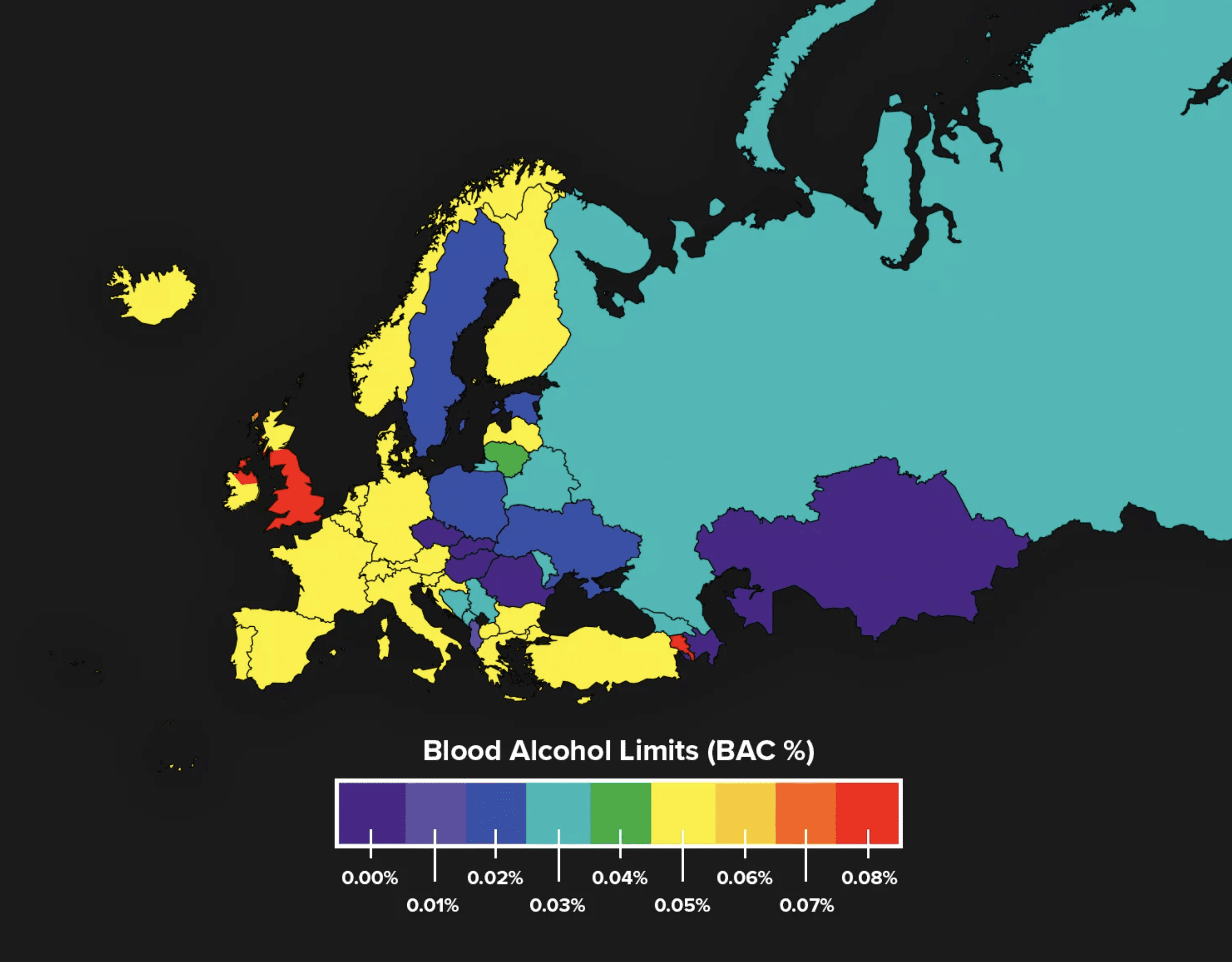 Tolerancia alkoholu za volantom v krajinách Európy