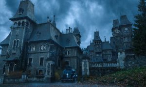 hrad Cantacuzino v Rumunsku v seriáli Wednesday na Netflixe