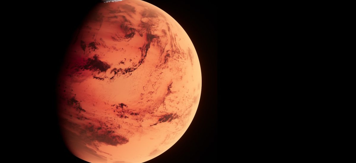 červená planéta Mars vo vesmíre a zvuky z Marsu
