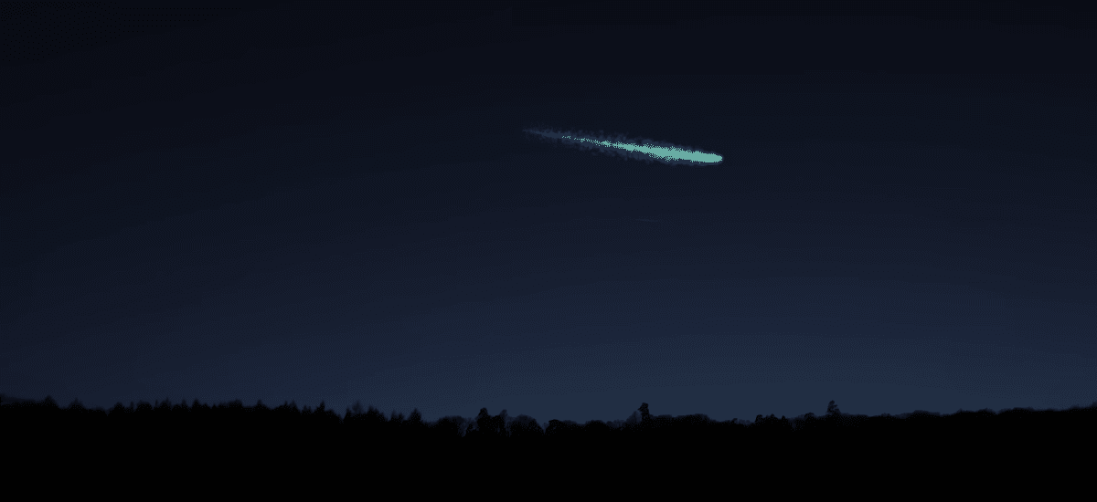 Zelená kométa na nočnej oblohe
