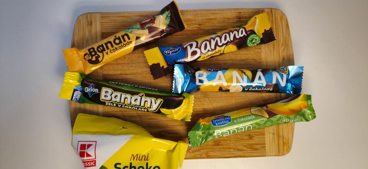 Banány v čokoláde od rôznych výrobcov