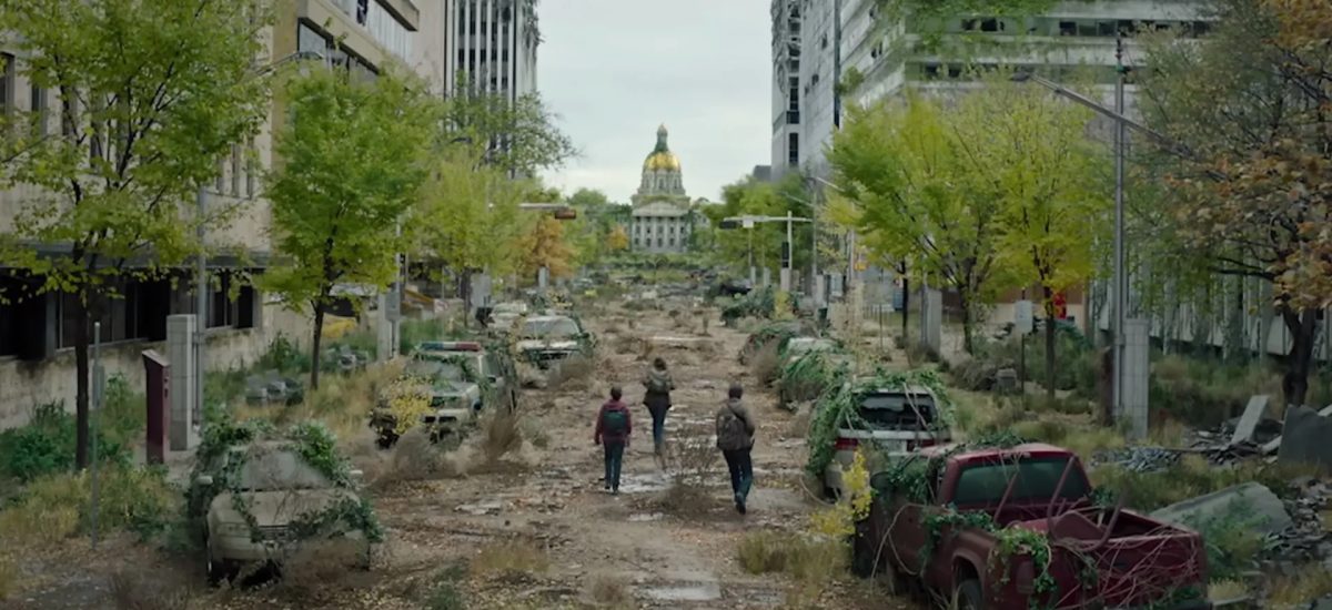 Zničené mesto v seriáli The Last of Us