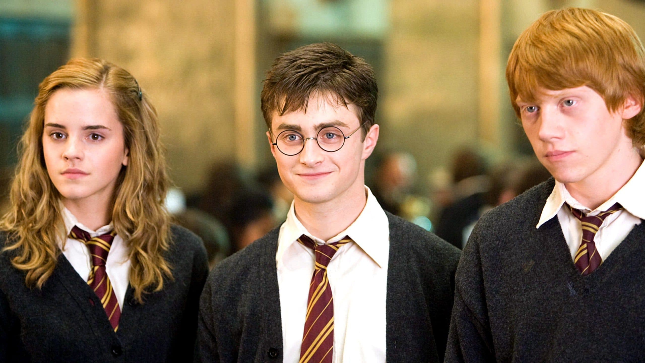 Emma Watson, Daniel Radcliffe a Rupert Grint ako Hermiona, Harry a Ron