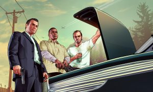 Postavy z GTA stoja pri aute